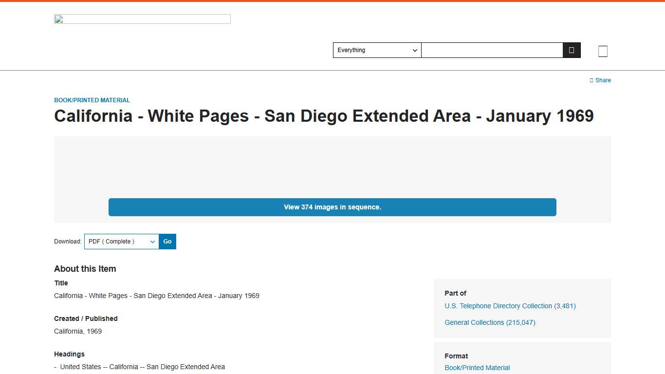 California - White Pages - San Diego Extended Area - January 1969 | Library of Congress